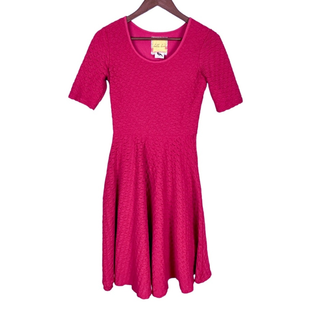 Anthropologie Bella Bird Fuchsia Pink Fit & Flare Dress Size Small